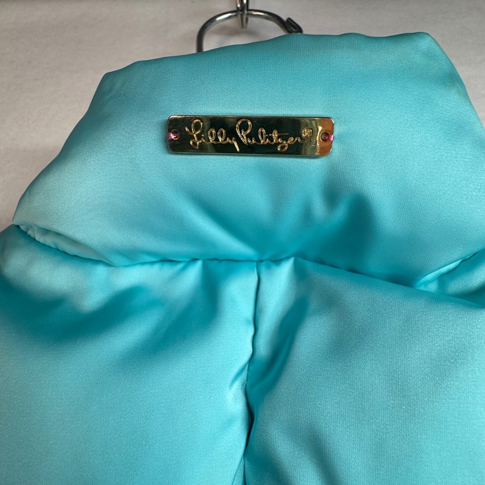Lilly Pulitzer Turquoise Blue Quilted Duck Down Syd Puffer Vest Women Small - Picture 6 of 10